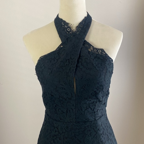 Keepsake The Label High Roads Black Lace Criss Cross Halter Backless Dress Sz S - Picture 4 of 16